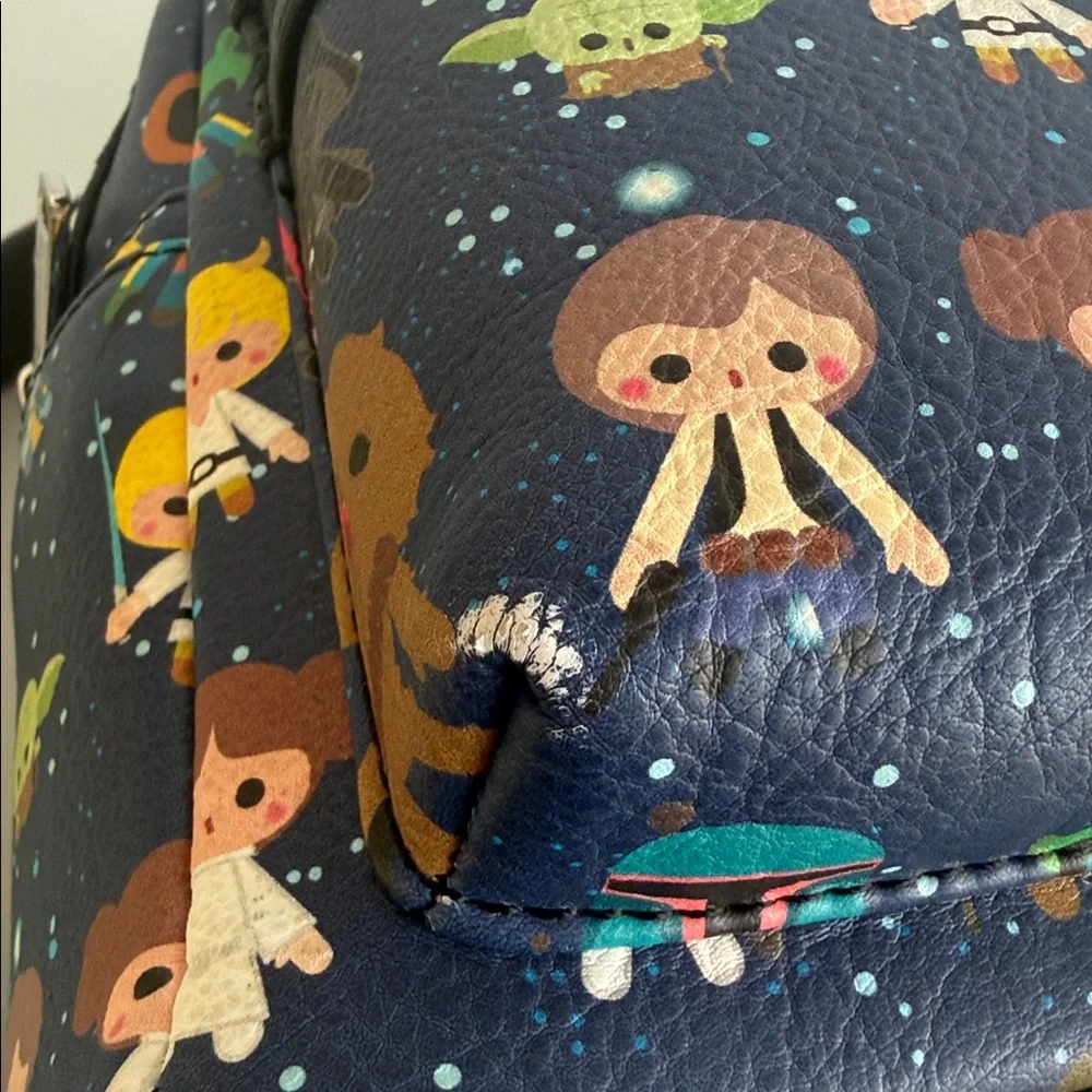 LOUNGEFLY STAR WARS CHIBI CHARACTER PRINT MINI BACKPACK R2-D2 C3PO LUKE EWOK